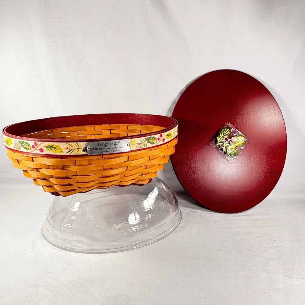 Longaberger Holly Berry‎ 2011 Christmas Collection Basket Lid Protector Red
